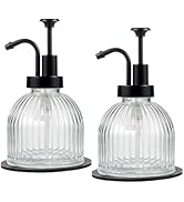 SheeChung 8 Oz Glass Soap Dispenser Bathroom, Clear Liquid Hand Soap Dispenser with Pump, Refilla...