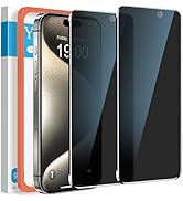 YMHML 2 Pack for iPhone 15 Pro Max /iPhone 16 Plus /15 Plus Privacy Screen Protector Tempered Gla...