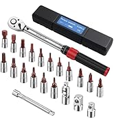 XUNTOP 22Pcs Torque Wrench Set 1/4 Inch Torque Wrench with 5-25 Nm Range 72 Tooth Drive Rachet To...