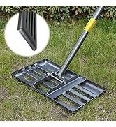 Lawn Leveling Rake with Smooth Edge,Heavy Duty 17"x10" Lawn Leveling Rake with 5FT Adjustable Han...