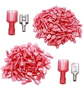 Tnisesm Male/Female Quick Disconnects Spade Wire Crimp Terminal Connectors, (Red 22-16AWG) Fully ...