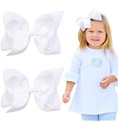 2PCS 6inch Hair Bows Clips, Oaoleer White Layered Grosgrain Ribbon Bows Hair Alligator Clips Hair...