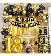 Gold 18th birthday decorations for boys Men,3pcs birthday Decorations for Men boys black and gold...