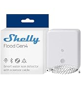 Shelly Flood Gen4, WiFi, Bluetooth, Zigbee, Matter Smart Flood Sensor with Leak Sensor Cable, Ale...