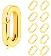 10PCS Brass Plating 18k Gold Small Oval Jewelry Clasps, Lobster Spring Clasp Shortener Clip Carab...