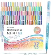 Joyask Glitter Gel Pens, 72 Pack Glitter Pens For Adults Coloring Books, 1.0mm Point Colored Pens...