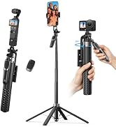 K&F CONCEPT 69" Phone Tripod, Auto Open Selfie Stick with 4 Legs & Stabilizing Handle, 360° Rotat...