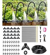 130FT Drip Irrigation System for Garden: 20 Nozzles 1/4" PE Tubing Automatic Watering Kit Adjusta...