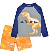 Boys Two Piece Rash Guard Swimsuits Sets Kids Long Sleeve Sunsuit Swimwear Sets