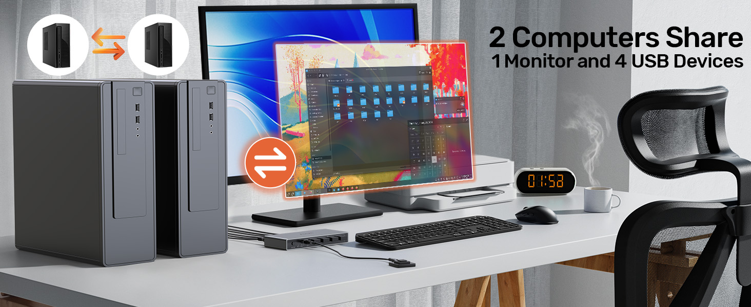 DP KVM SWITCH-Two computers share one display