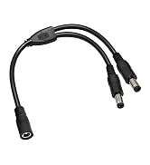 3-Pack 18AWG DC 5.5mm x 2.1mm 12V/24V DC Power Splitter Cable, 1 Female to 2 Male for CCTV Survei...