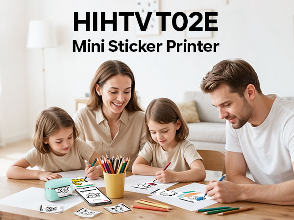 HiHTV Sticker Printer - Printpods Mini Printer with 6 Rolls