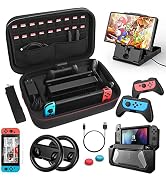 HEYSTOP Case Accessories Kit Compatible with Nintendo Switch 12 in 1 Switch Carry Case PlayStand ...