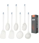 Large Silicone Utensils Set of 7 for Cooking,No Scratch for Nonstick Cookware,Pasta Server,Spaghe...