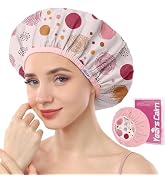 Years Calm Reusable Waterproof Shower Cap for Women with Long Hair | 12.9-inch dual-layer waterpr...