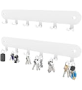 Suzurana 2 Pack Key Holder for Wall Adhesive, Key Hooks with 12 Hooks Wall Mounted, White Key Han...
