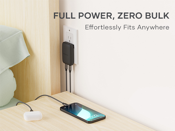 Satechi OntheGo 67W Wall Charger, GaN USB C Travel Charger with 2 USB-C PD Fast Charging Ports