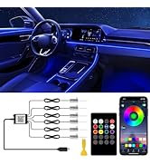 Interior Car LED Lights with Wireless APP/RF Remote Control, RGB 6 in 1 Ambient Lighting Kit with...