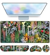 Desk Mat, Large Gaming Mouse Pad with Wrist Rest Floral, 4in1 XXL Mousepad+Keyboard Wrist Rest+Mo...