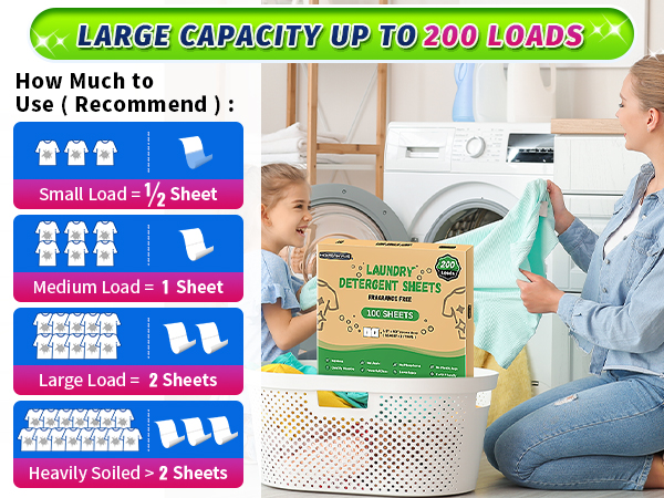 large capacity laundry detergent sheets