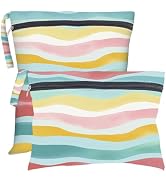 PRESSINART 2Pcs 2 Sizes Wet Dry Bag Rainbow Beach Wet Bags Stripe Pattern Polyester Waterproof Sa...