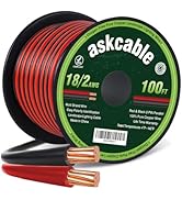 Askcable 18/2 Low Voltage Landscape Lighting Copper Wire 18 Gauge 100Feet Oxygen-Free Copper Cabl...