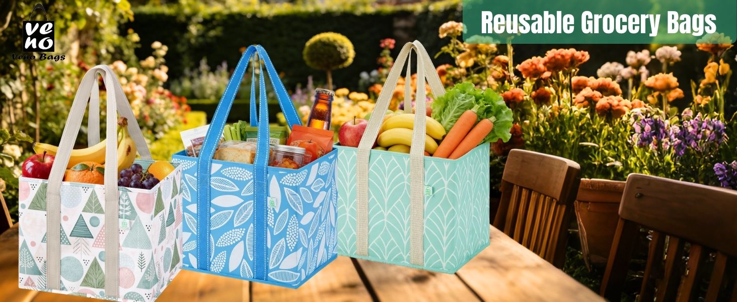 reusable tote bag Choose sustainable shopping with VENO reusable grocery bags!