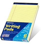 WritePads Legal Pad 8.5"x14" Note Pad,Wide Ruled Writing Pad,Canary Paper,6 Pack,50 Sheets Per Pa...
