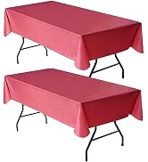 Nasitos 2 Pack Valentine's Day Table Cloth Rectangle 60x84 Inch-Vinyl Red Plastic Table Cloth for...