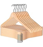 JS HANGER Wooden Coat Hangers, 16 Pack High Grade Wood Suit Hangers with Non Slip Pant Bar - Extr...
