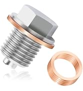 M14x1.5 Magnetic Oil Drain Plug & 5PCS Oil Drain Plug Gasket,Stainless Steel Engine Oil Drain Plu...
