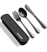 Travel Utensils with Case, Quatish 4 Piece Stainless Steel Silverware Set for Work, Portable Reus...