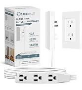 SakerPlus Outlet Concealer Power Strip-Outlet Cover Extender with 3AC Outlets-8ft Flat Plug Exten...