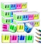 Shemira 60 Pack Pencil Sharpeners Bulk, Manual Pencil Sharpener for Kids, Double Hole Handheld Pe...