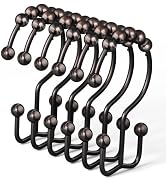 DAWNER Shower Curtain Hooks Rings, Rust Proof Hooks, Metal Easy Glide Double Shower Rings Hooks, ...