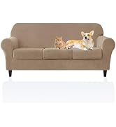 Deisy Dee Velvet Couch Covers - Stretch Soft Sofa Slipcovers for 3 Cushion Couch - Pet Friendly a...