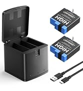 2500mAh 2 Batteries Gopro Hero 12 11 10 9 Battery for GoPro Hero with Charger(Square,3 Charge Slo...