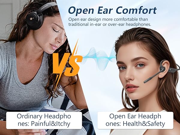 BANIGIPA Bluetooth Headset with Microphone, Open Ear Headphones with Noise Cancelling for Calling