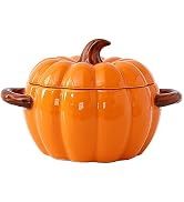 Dutch Oven Pot with Lid, Pumpkin Pottery Dessert Saucepan, Mini Baking Dish Cute Pumpkin Bowl, Co...