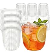 Pesilo 100 Pack 12 oz Clear Plastic Cups, Disposable Stemless Wine Glasses for Cold Drinking Beve...