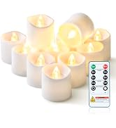 Homemory 12Pack 400+Hour Remote Control Flameless Candles, 2/4/6/8H Timer Led Votive Candles, Bat...