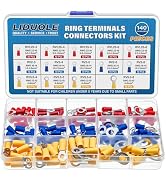 LIDUOLE 14Sizes Ring Terminal Kit #4#8#10 1/4 5/16 Ring Terminals 22-16 16-14 12-10 AWG Insulated...