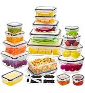 34 PCS Food Storage Containers Set with Airtight Lids (17 Lids &17 Containers) - BPA-Free Plastic...