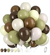 Sage Green and Brown Balloons, 50pcs Green Brown White Balloons, Coffee Beige Ivory Sand White Ye...