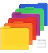 Dunwell Plastic Colored File Folders (6 Pack), 1/3 Tab Filing Folders for 8.5x11 Letter Size Docu...