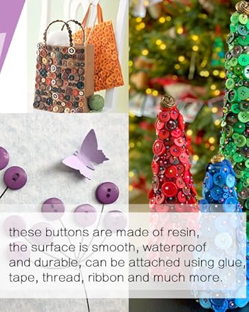 different kinds of crafts made by colorful buttons
