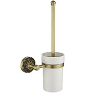 Lucyound Antique Gold Toilet Brush Holder, Wall Mounted Heavy Duty Toilet Bowl Brush and Holder S...