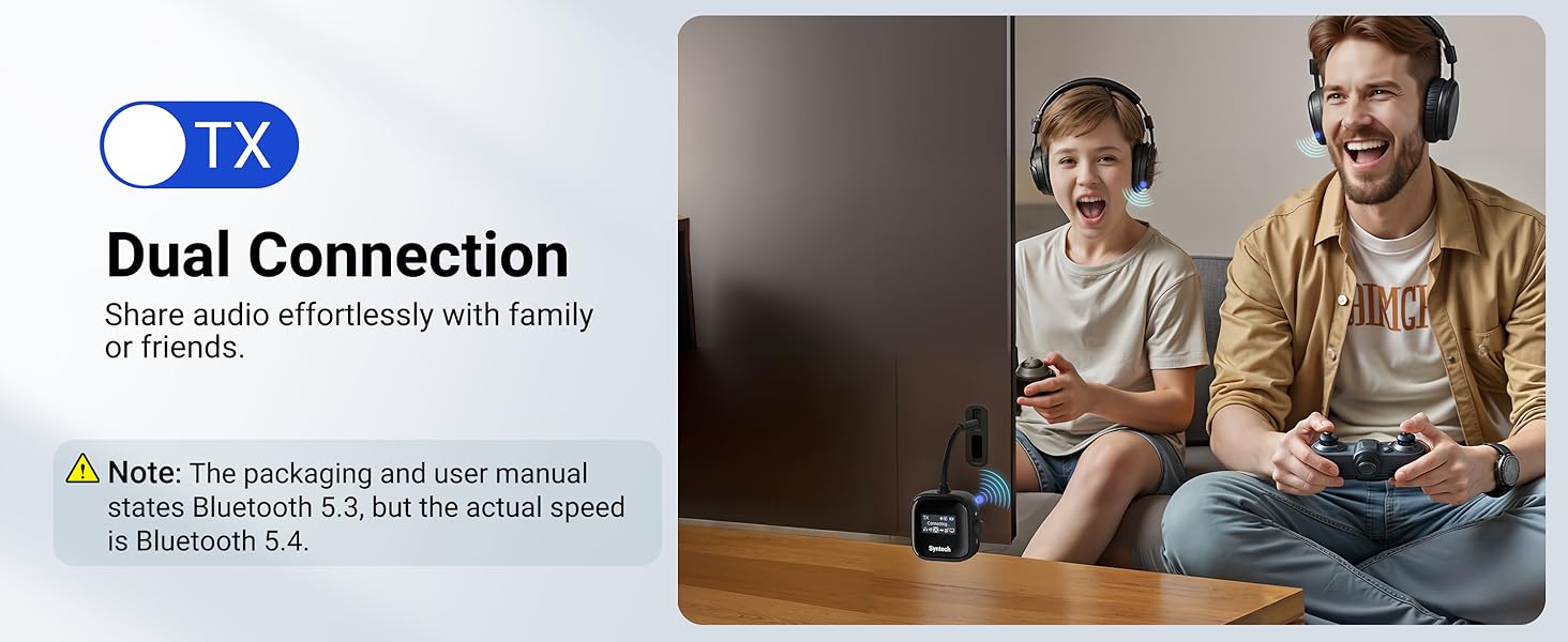 dual bluetooth transmitter receiver air filght for tv car fly