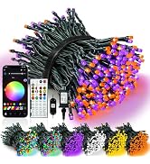 Smart Color Changing Halloween Lights String 145FT 400 LED APP and Remote | Orange Purple Green, ...