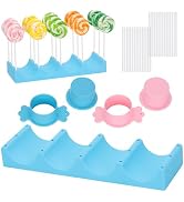 FunisFun Cake Pop Mold Set with 15 Holes Silicone Lollipop Display Stand, 2PCS Cake Pop Cutter & ...
